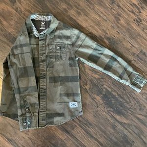 Shaun White kids army green long sleeve button up